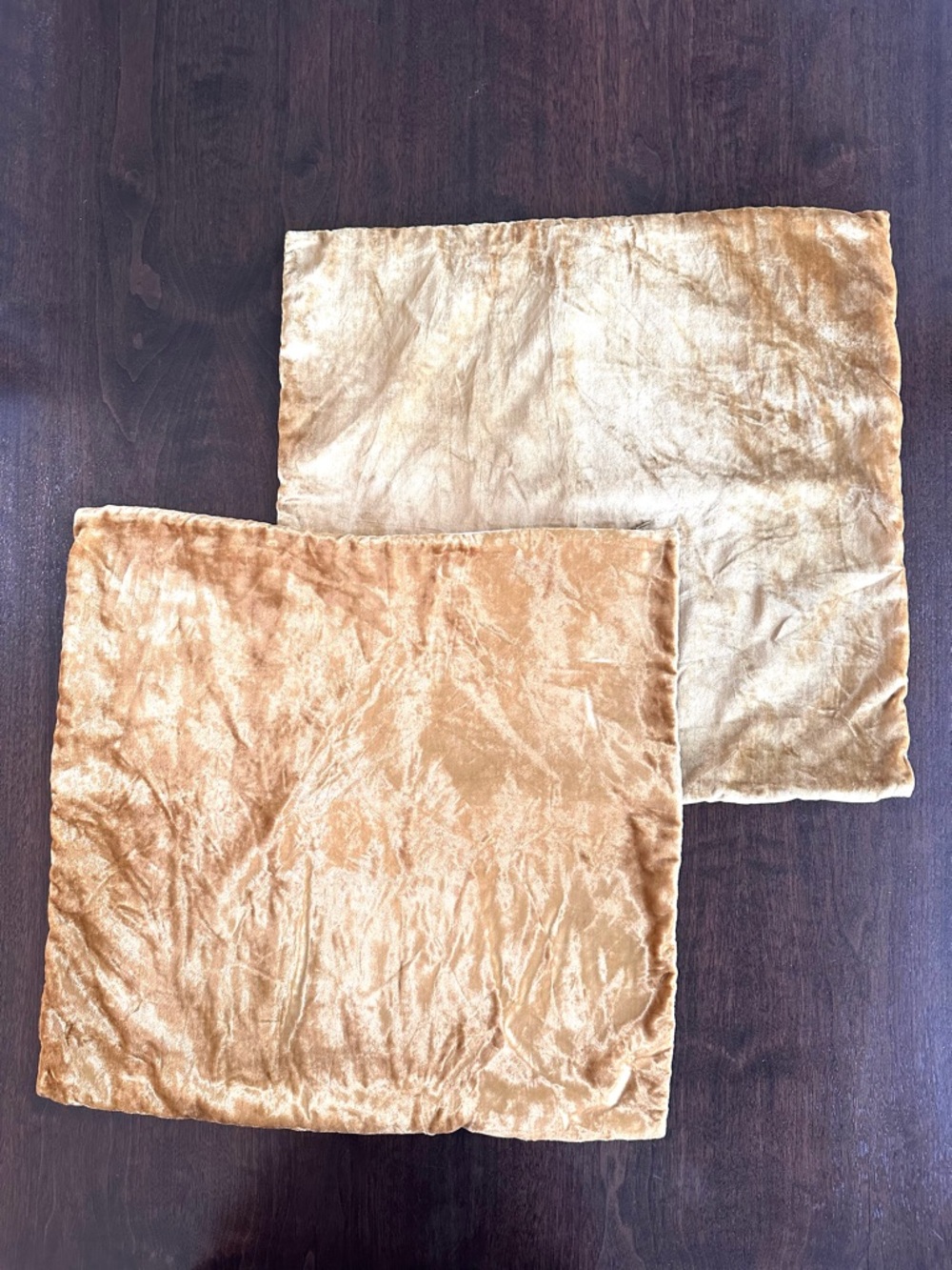 West Elm Set of Two Velvet Pillow Covers Mustard Gold 20 x 20 Flawless